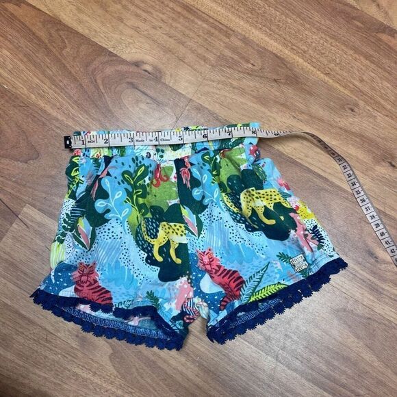 Deux par Deux Kids Psychedelic Forest Lace Trim Cotton Shorts Blue Size 3 - Picture 6 of 9